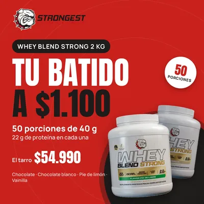Whey Blend Strong 2 kg: tu batido a $1.100, 50 porciones de 40 g por $54.990