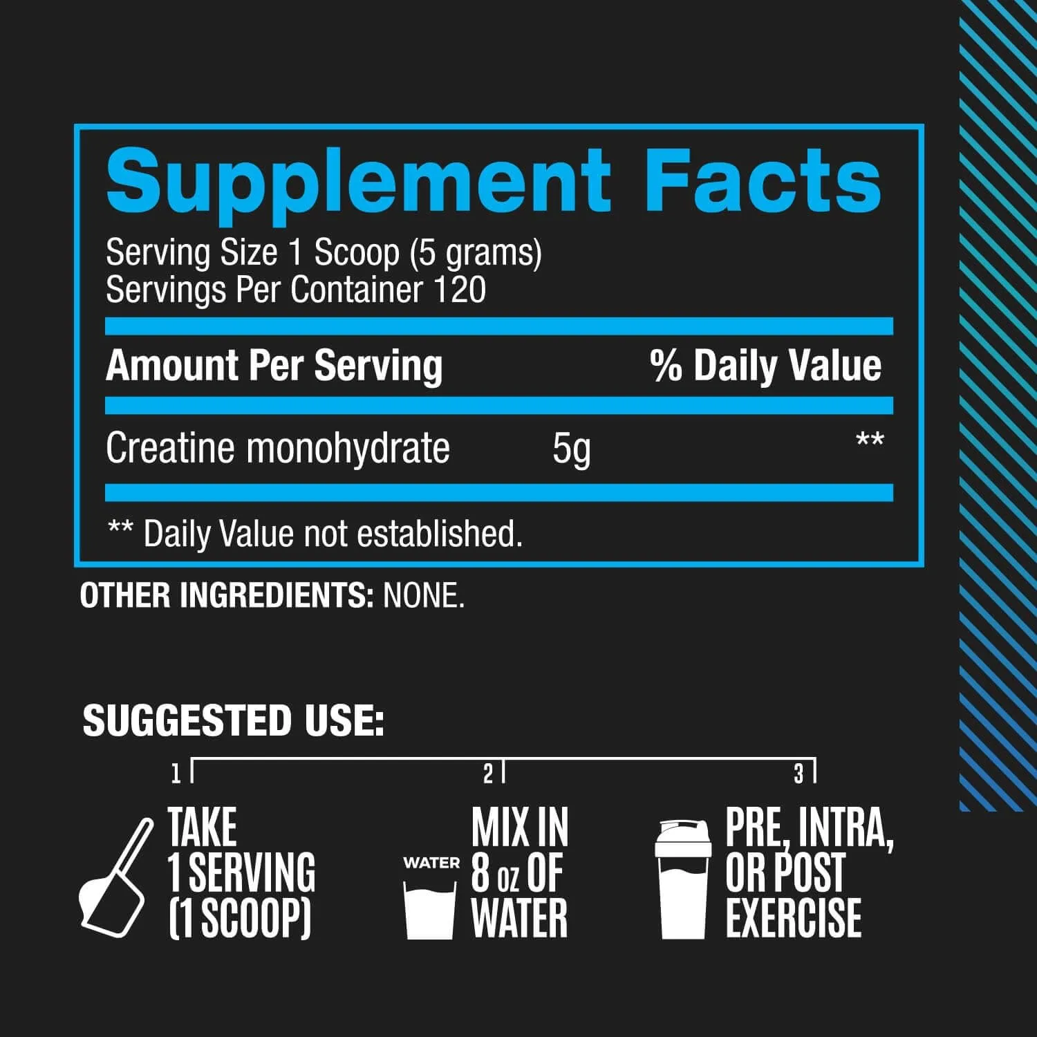 Tabla nutricional de Creatine Micronized Bpi Sport 600 Gramos
