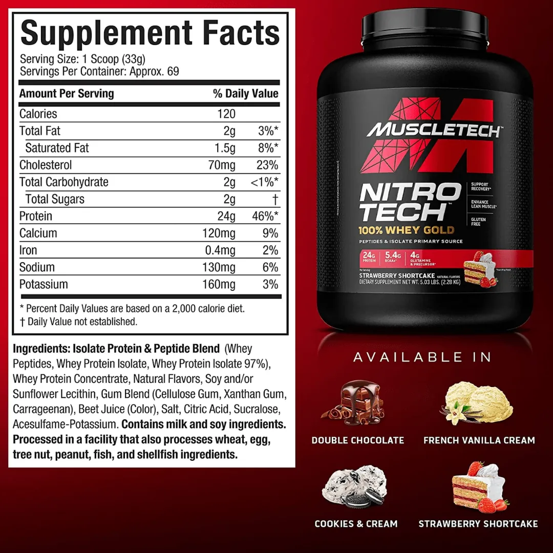 Tabla nutricional de Nitro Tech Whey Gold