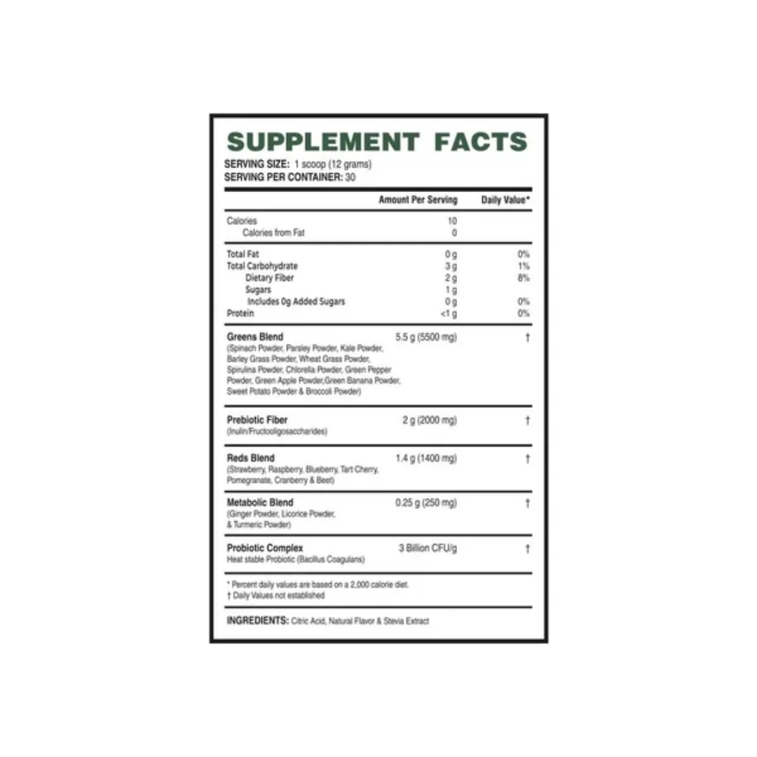 Tabla nutricional de Reds&greens